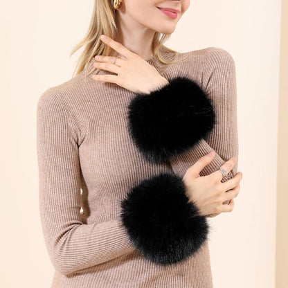 ❄️Soft and Fluffy Faux Fur Wrist Band Ring Cuffs Warmer For Women