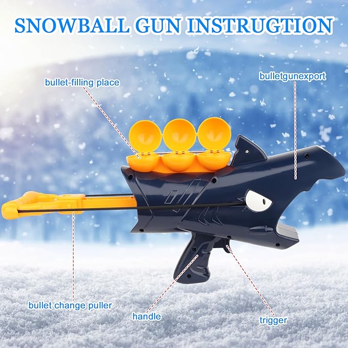 🔥2025 New Hot Sale— Shark Snowball Gun with Snowball Clip