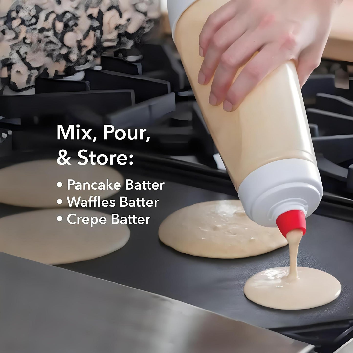 👨‍🍳Pancake Batter Mixer And Dispenser With Blenderball Wire Whisk