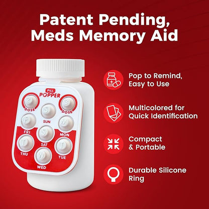 💊Daily Pill Reminder, Small and Portable Memory Aid with Buttons