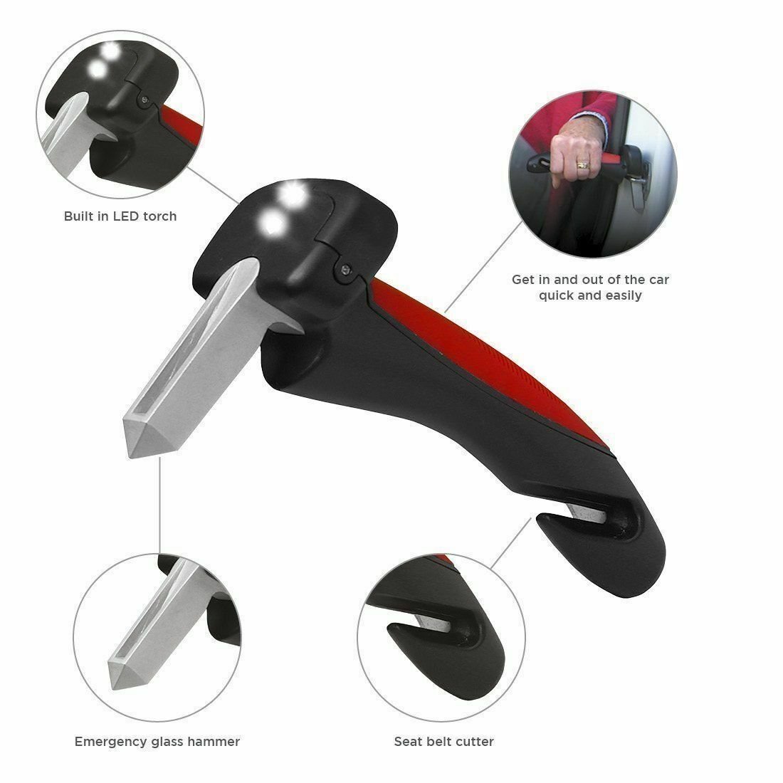 🚗Car Handle Cane Support /Emergency Escape Hammer Tool