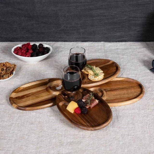 🍷Single Wooden Cocktail Wine Glass Tray Wine Serving Tray