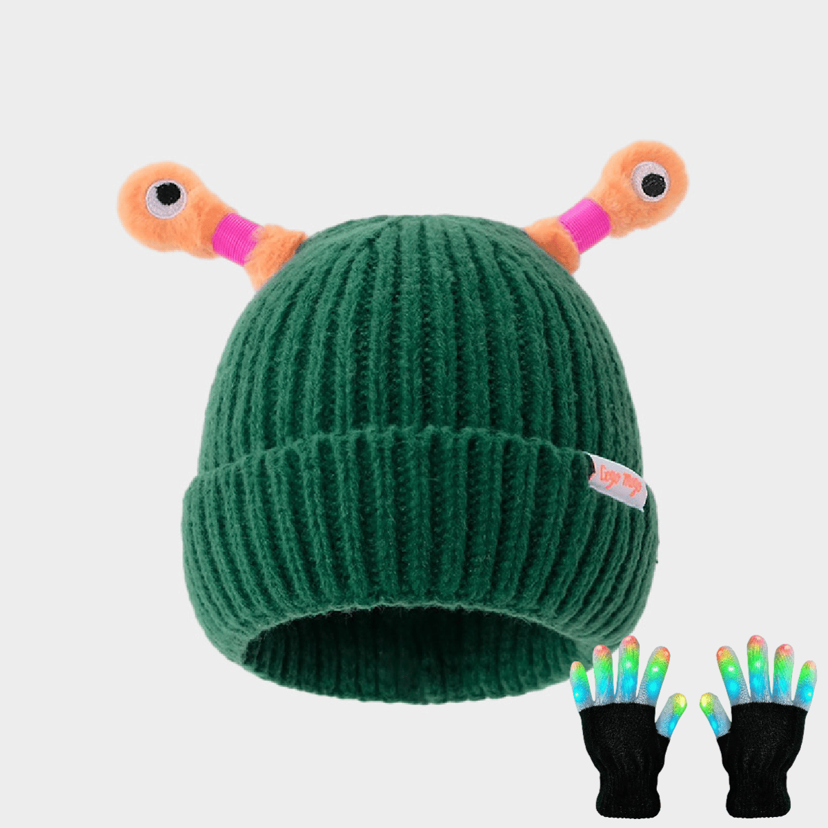 🔥Winter Parent-Child Cute Glowing Little Monster Knit Hat