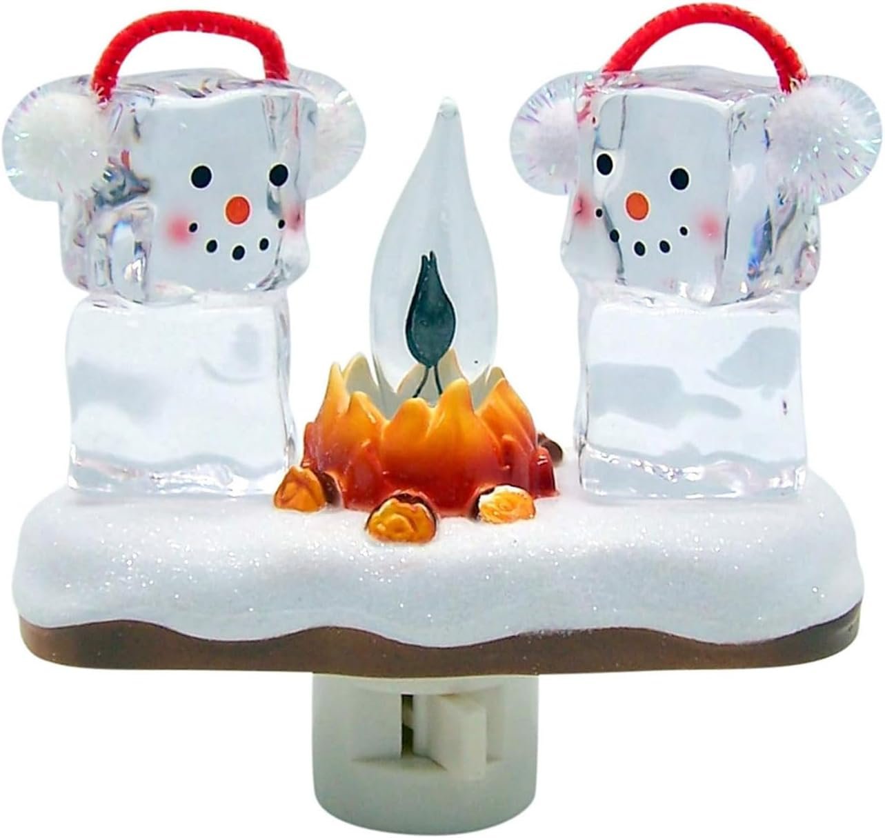 ⛄Two Snowmen Campfire Flickering Nightlight🎄