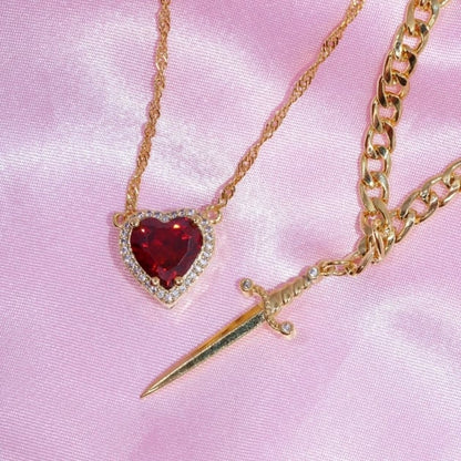 💖🗡Heart and Sword Necklace Couple Necklace, 2pcs Necklaces