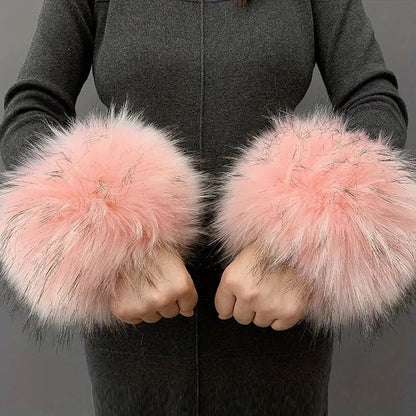 ❄️Soft and Fluffy Faux Fur Wrist Band Ring Cuffs Warmer For Women