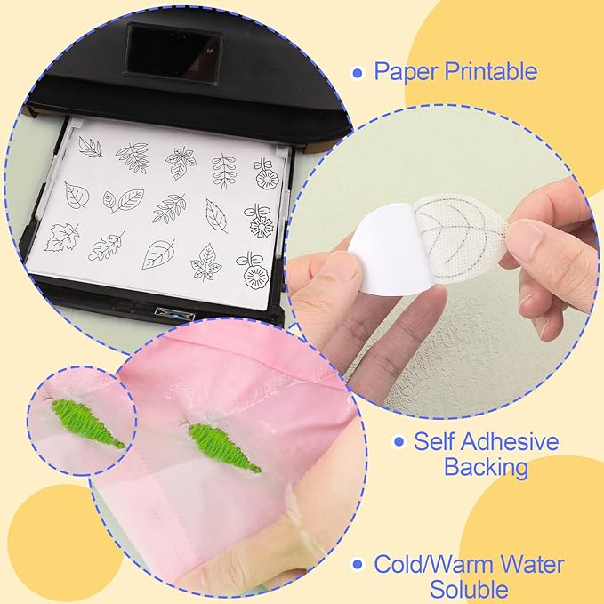 🌸Magic Printable Sticky Water Soluble Embroidery Stabilizer Paper