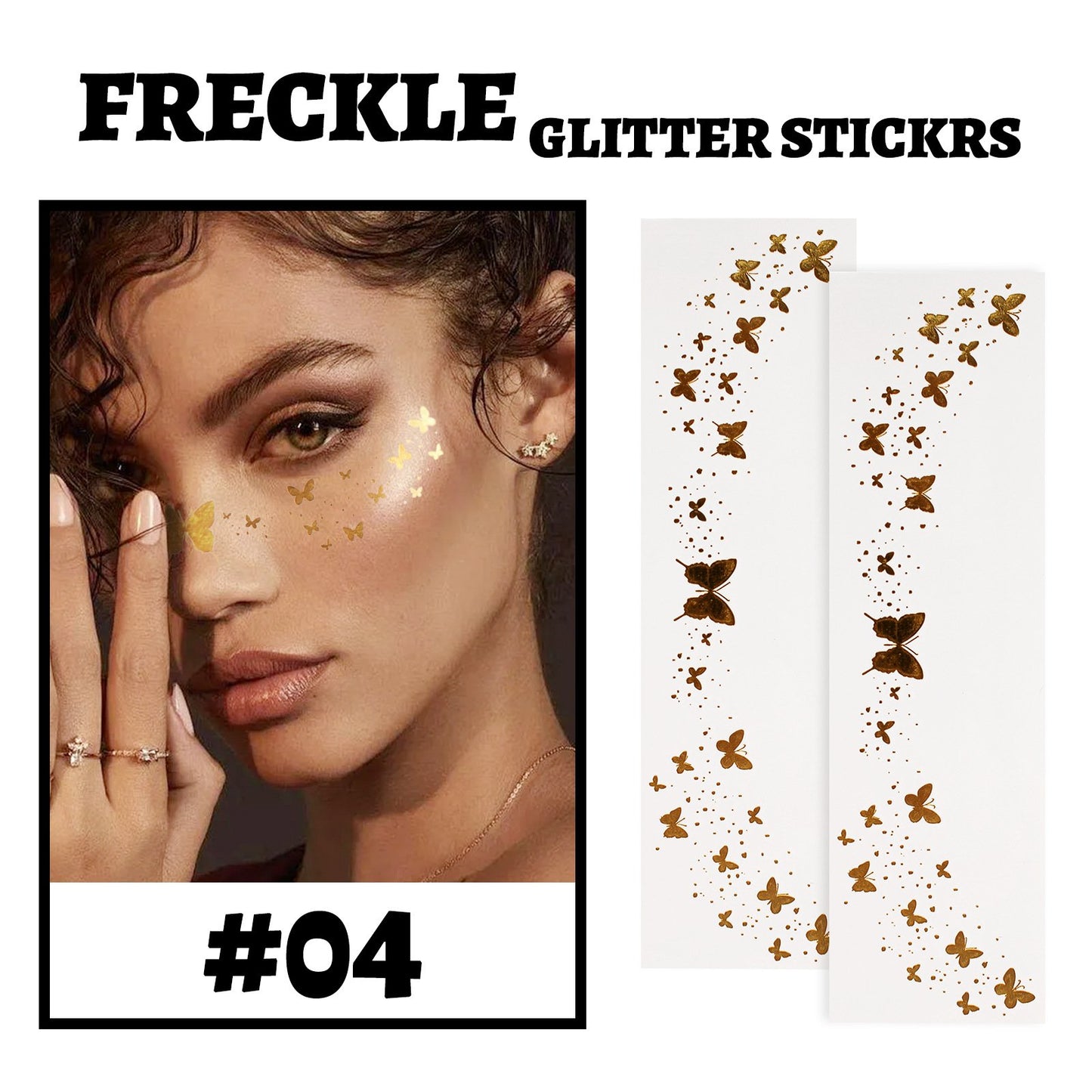 ✨4 Styles Glitter Freckles Face Tattoo/Gold Makeup Patches Face Glitter Freckles