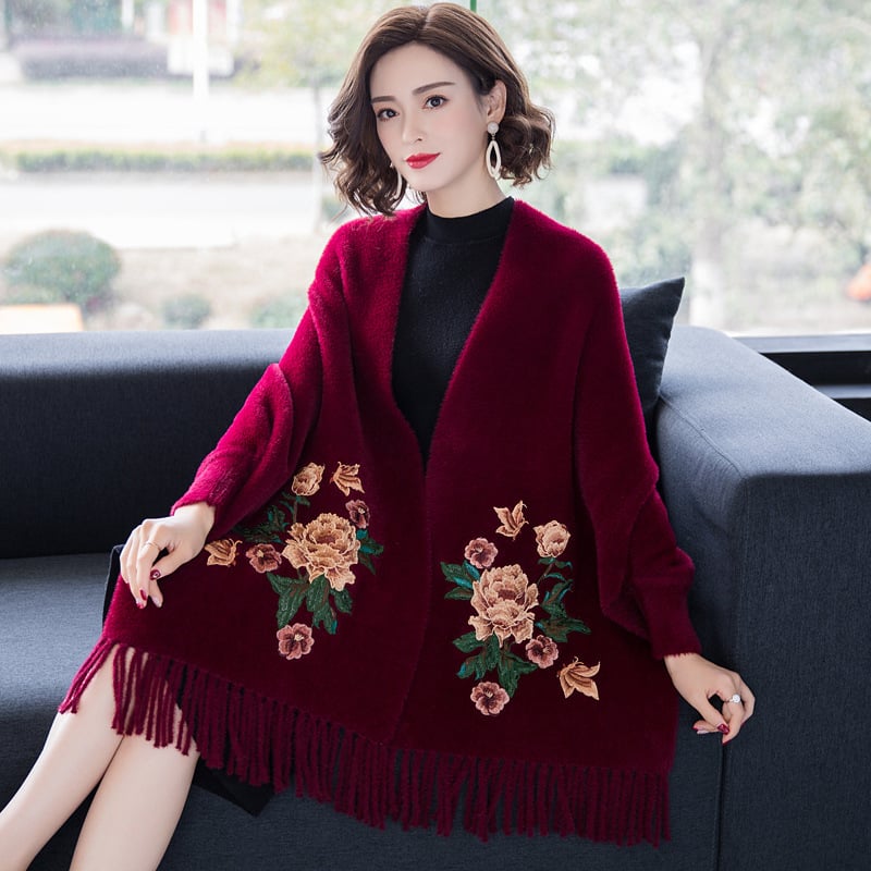 🎁2025 New Ladies Floral Embroidery Cheongsam Tassel Coat