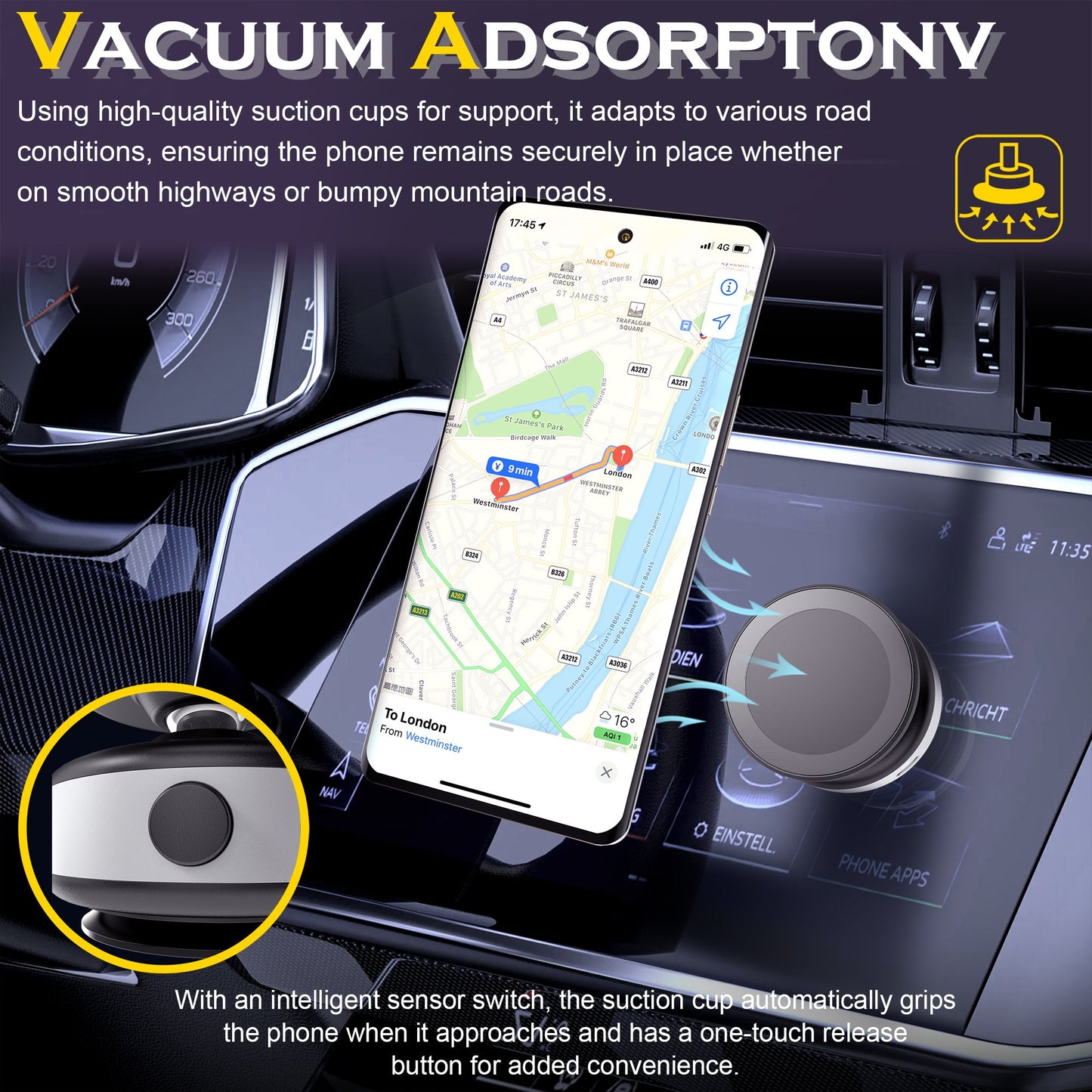 Double-Sided Electric Vacuum and Magnetic Adsorption Phone Mount