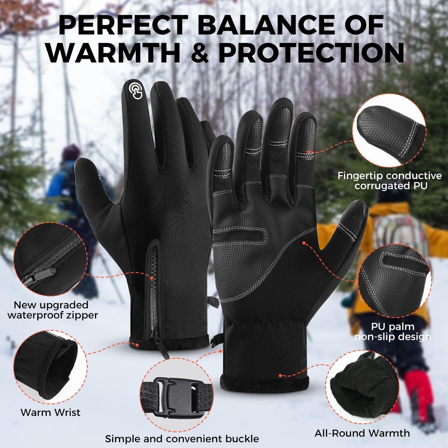 2025 Upgraded Waterproof Touchscreen Warm Winter Gloves