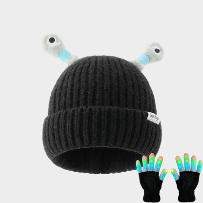 🔥Winter Parent-Child Cute Glowing Little Monster Knit Hat