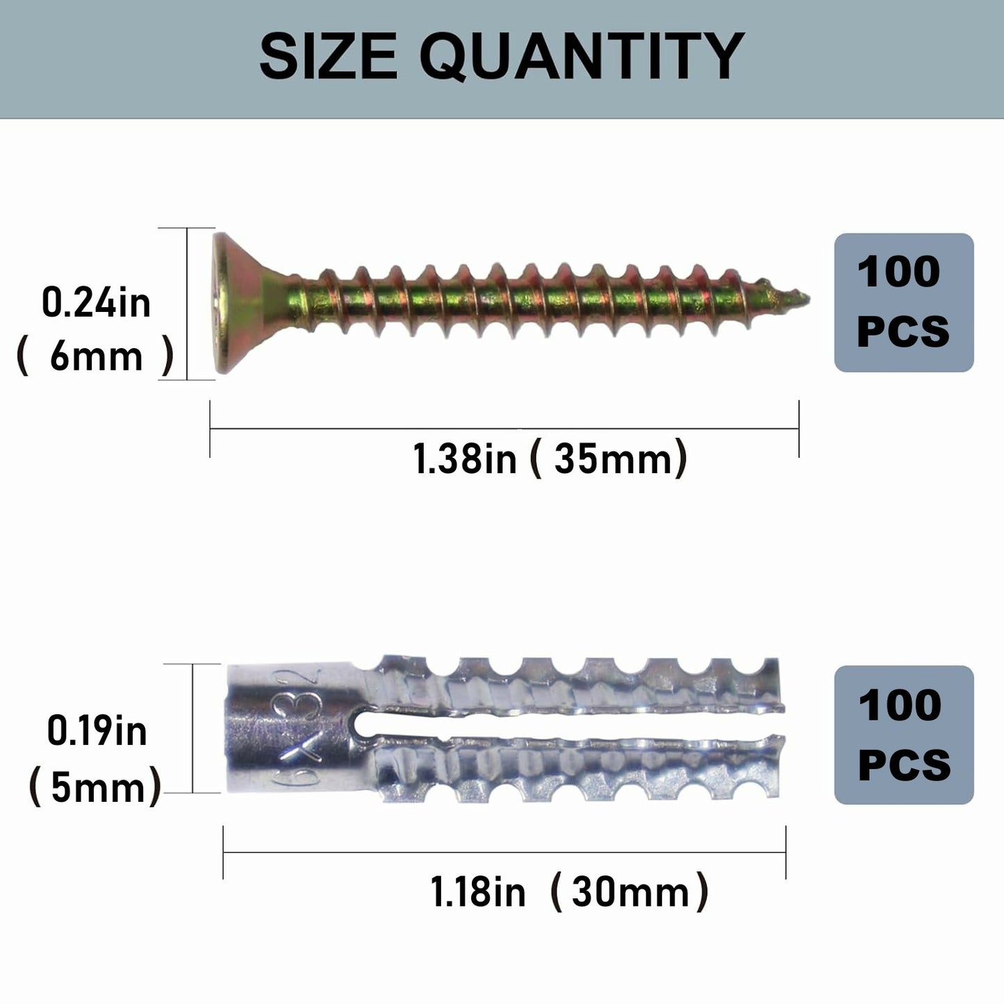 Heavy Duty Steel Wall Anchor with Screws Kit