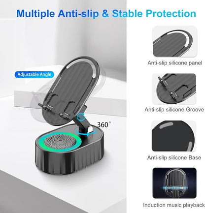 📱Wireless Induction Audio Bluetooth Speaker 5 in 1 Phone Holder