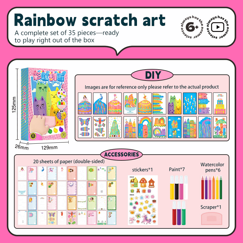 🤩✨20Pcs DIY Rainbow Scratch Art