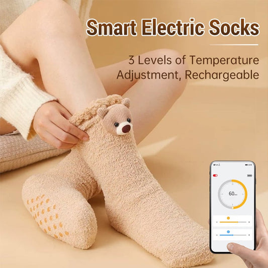 ☀Smart Electric Socks, 3 Levels of Temperature Adjustment, Rechargeable