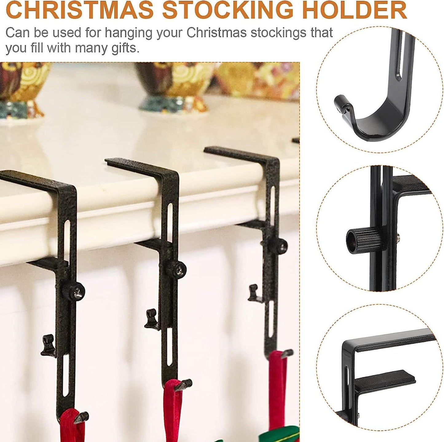 🎄Christmas Stocking Holders for Mantle-Adjustable Christmas Metal Hooks