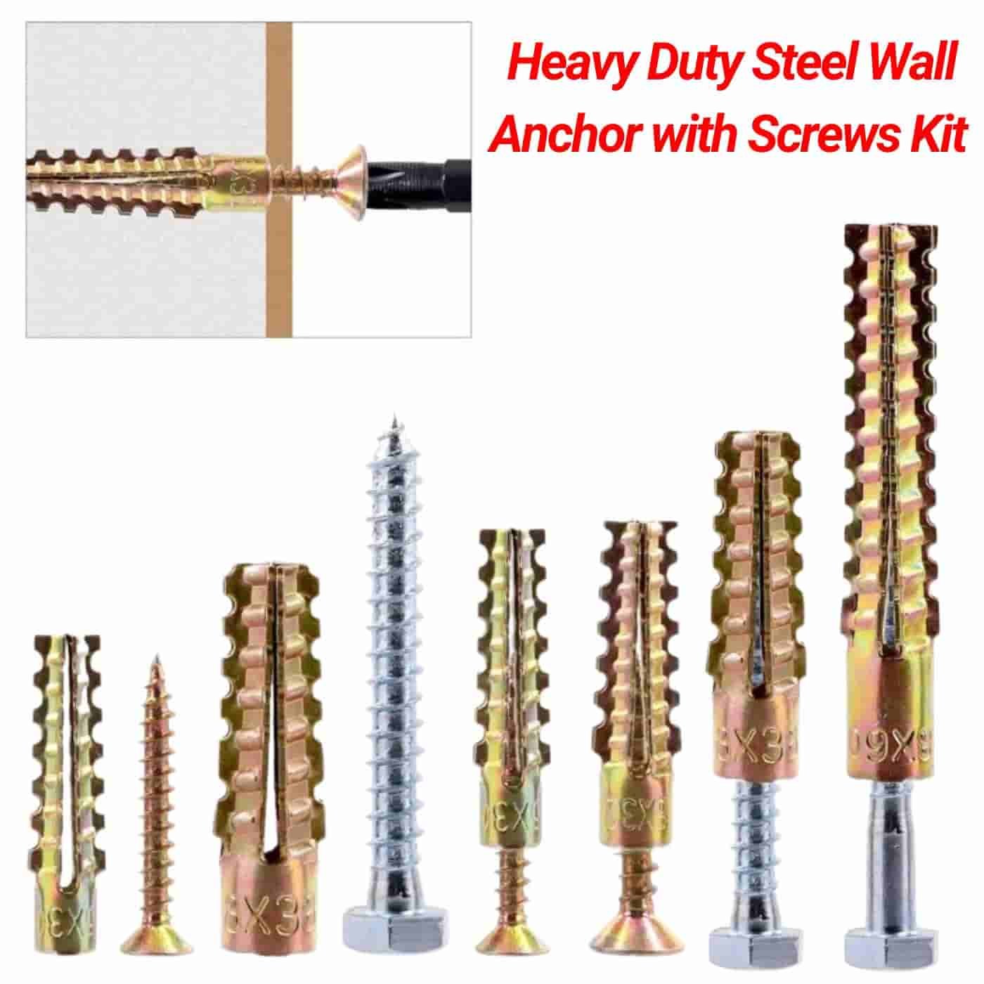 Heavy Duty Steel Wall Anchor with Screws Kit