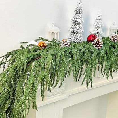 🎄Norfolk Pine Garlands, 5.9FT Christmas Winter Pine Garland