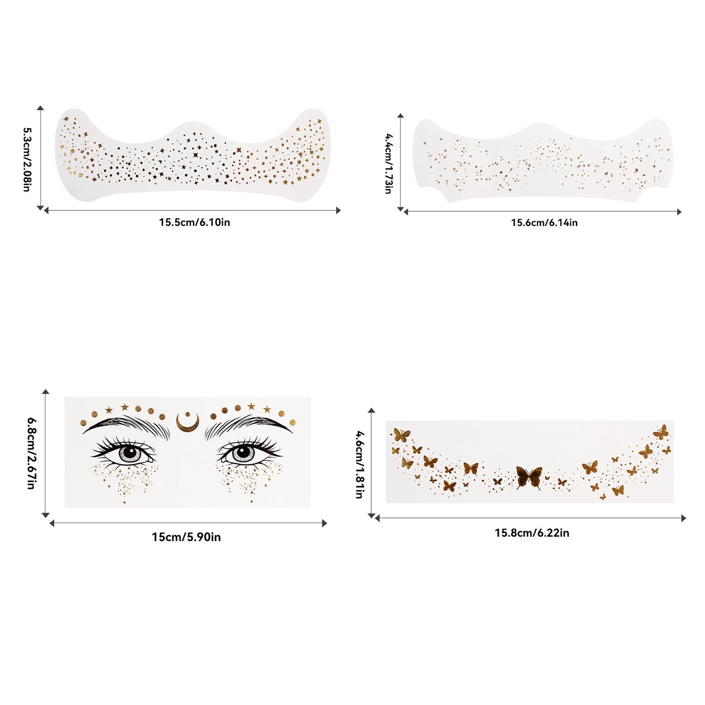 ✨4 Styles Glitter Freckles Face Tattoo/Gold Makeup Patches Face Glitter Freckles