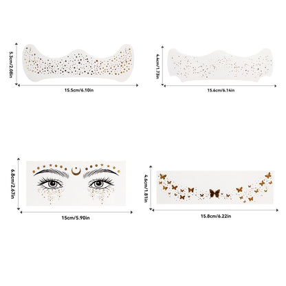 ✨4 Styles Glitter Freckles Face Tattoo/Gold Makeup Patches Face Glitter Freckles