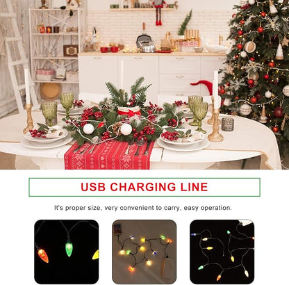 💡USB Christmas Light Phone Charger Cable,Multicolor 10LED 55inch Charger Cord