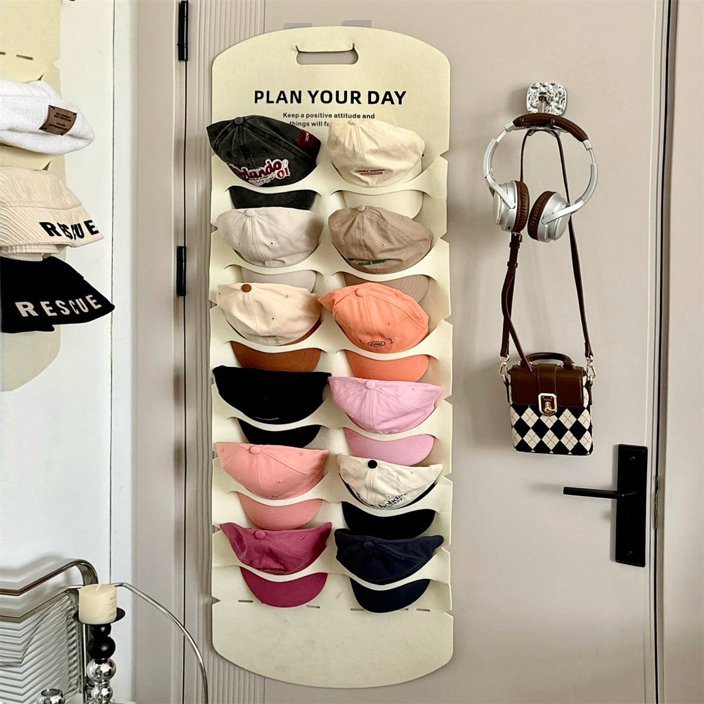 🧢6/12 Holes Hanging Hat Organizers/Save space in the bedroom closet