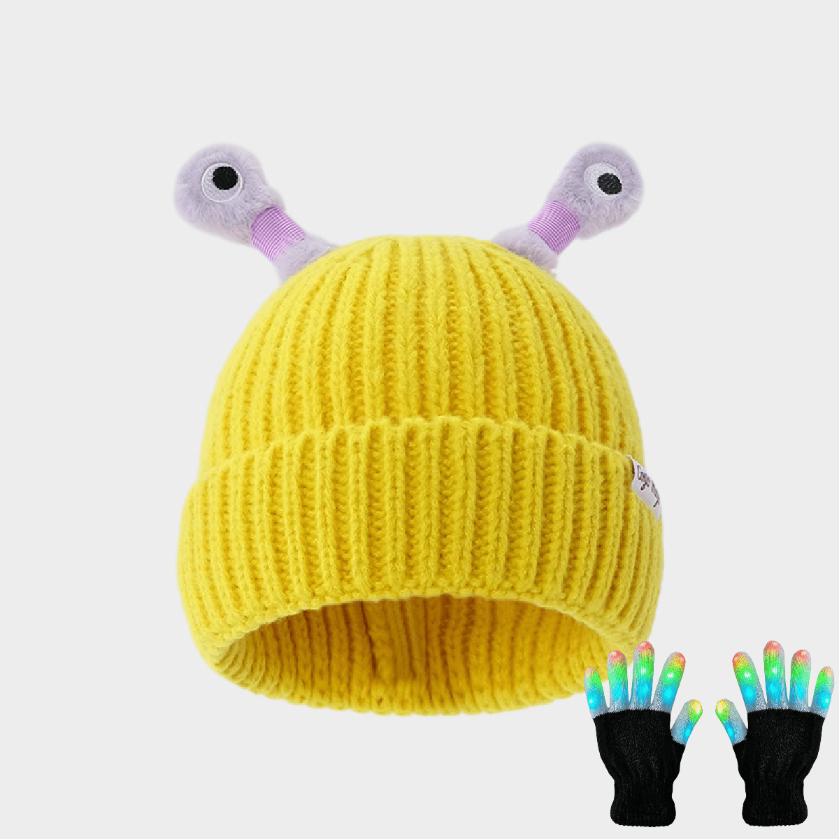 🔥Winter Parent-Child Cute Glowing Little Monster Knit Hat