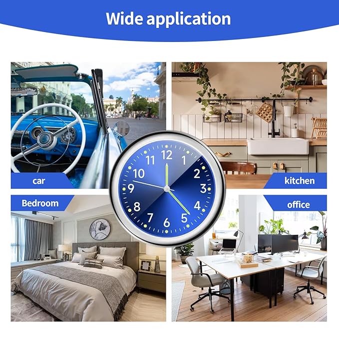 ⏱️Glowing Quartz In-Car Clock | Luminous Analog Stick-On Clock for Auto Dashboard