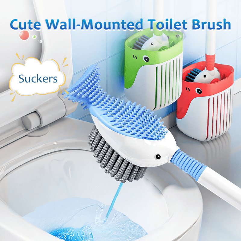 👍Cute Wall-Mounted Toilet Brush & Floor Standingfor Bathroom Toilet Cleaning