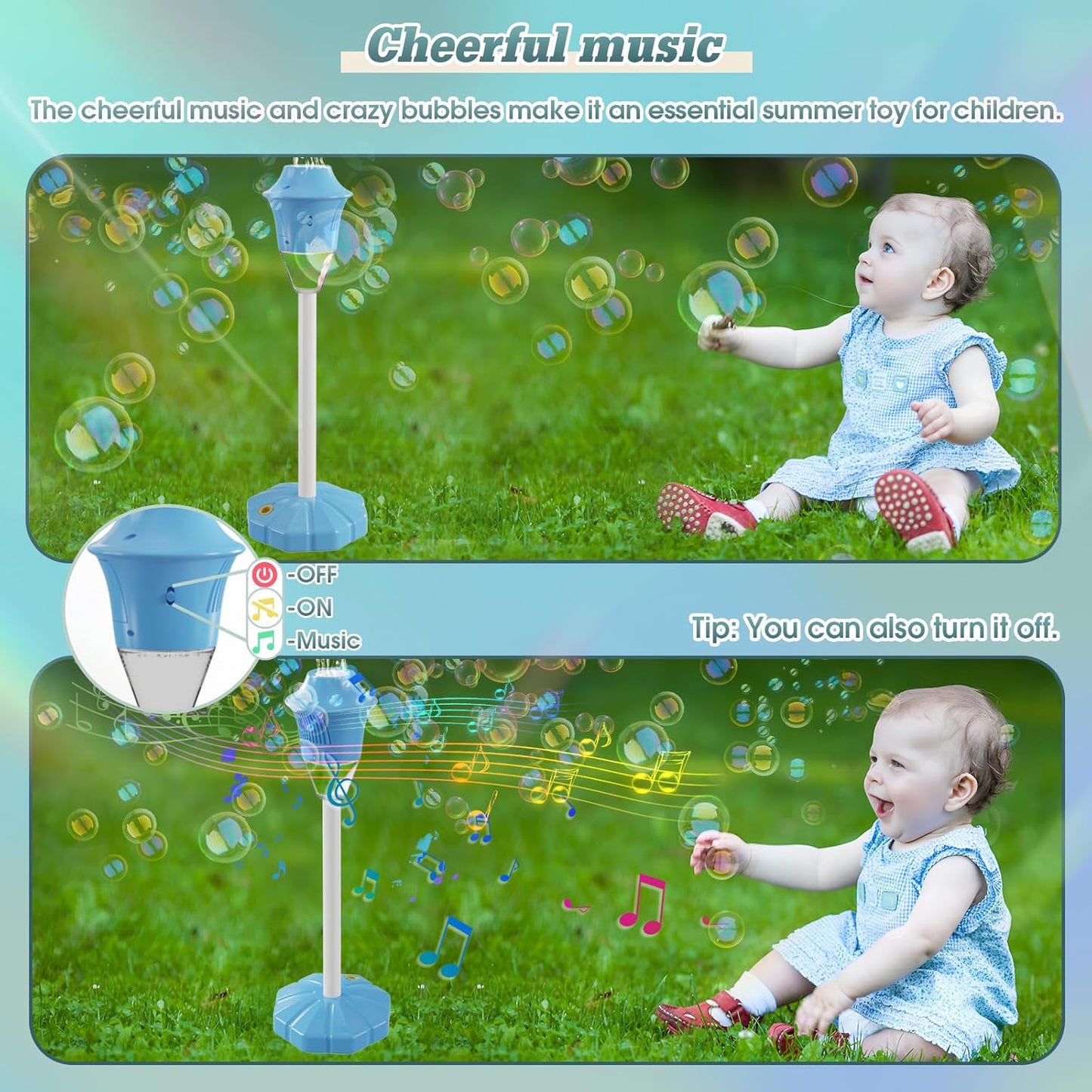 🌈Automatic Bubble Machine with LED/Music🎶