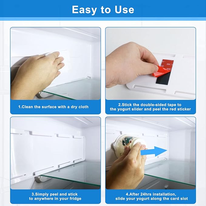 ✨Yogurt Organizer for Fridge, 4 Capacity Yogurt Sliders for Refrigerator