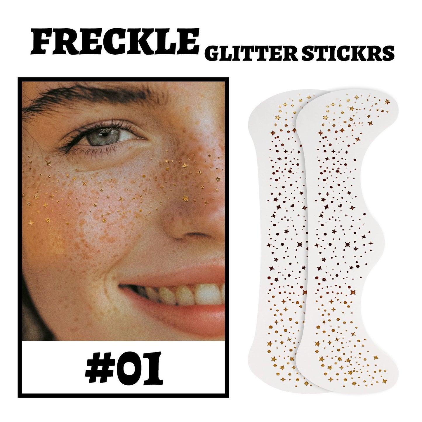 ✨4 Styles Glitter Freckles Face Tattoo/Gold Makeup Patches Face Glitter Freckles