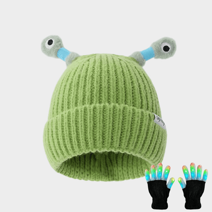 🔥Winter Parent-Child Cute Glowing Little Monster Knit Hat