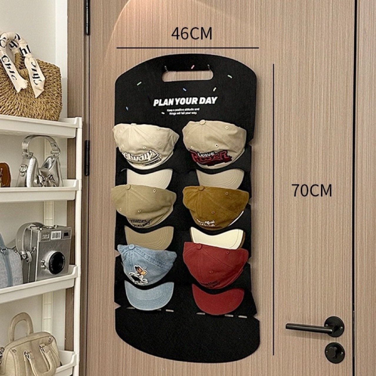 🧢6/12 Holes Hanging Hat Organizers/Save space in the bedroom closet