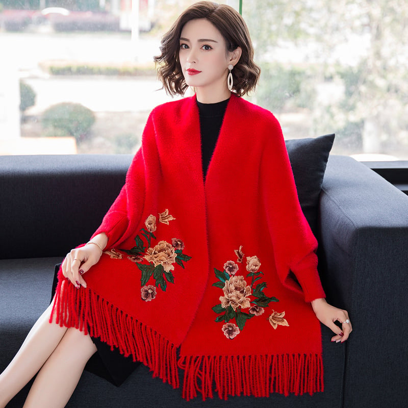 🎁2025 New Ladies Floral Embroidery Cheongsam Tassel Coat