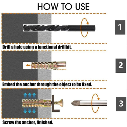 Heavy Duty Steel Wall Anchor with Screws Kit