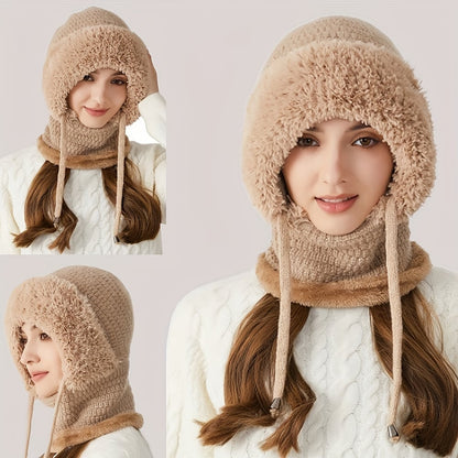 (Black Friday Sale - 45% OFF)Women's Knit One-Piece Hat with Scarf