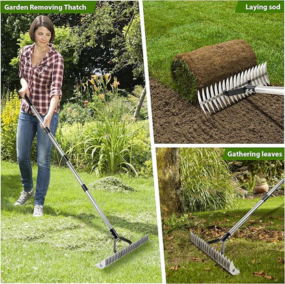 🌱Durable Steel Dethatcher for Efficient Lawn Grooming, Soil Preparation & Dead Grass Removal(without handle)