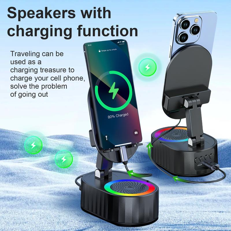 📱Wireless Induction Audio Bluetooth Speaker 5 in 1 Phone Holder