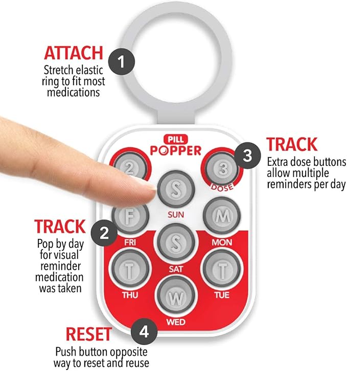 💊Daily Pill Reminder, Small and Portable Memory Aid with Buttons