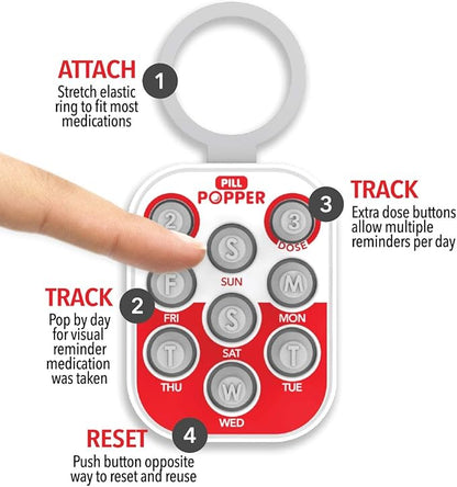 💊Daily Pill Reminder, Small and Portable Memory Aid with Buttons