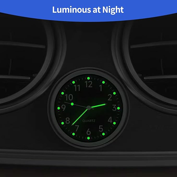 ⏱️Glowing Quartz In-Car Clock | Luminous Analog Stick-On Clock for Auto Dashboard