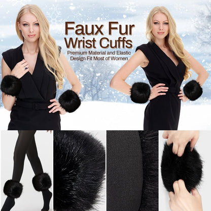 ❄️Soft and Fluffy Faux Fur Wrist Band Ring Cuffs Warmer For Women